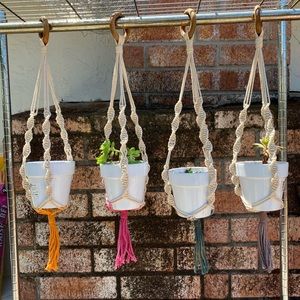 Hand dyed macrame plant hanger
